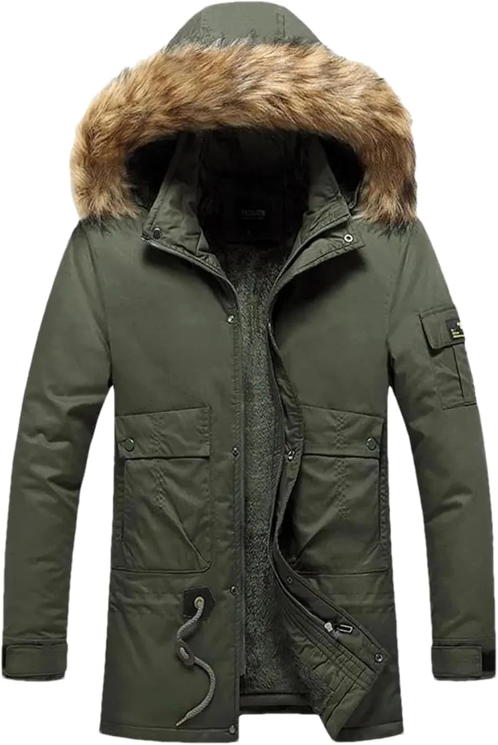 Men's Detachable Hoodies Cotton-Padded Coat Parkas Winter Thicken Fleece Jackets Windbreaker