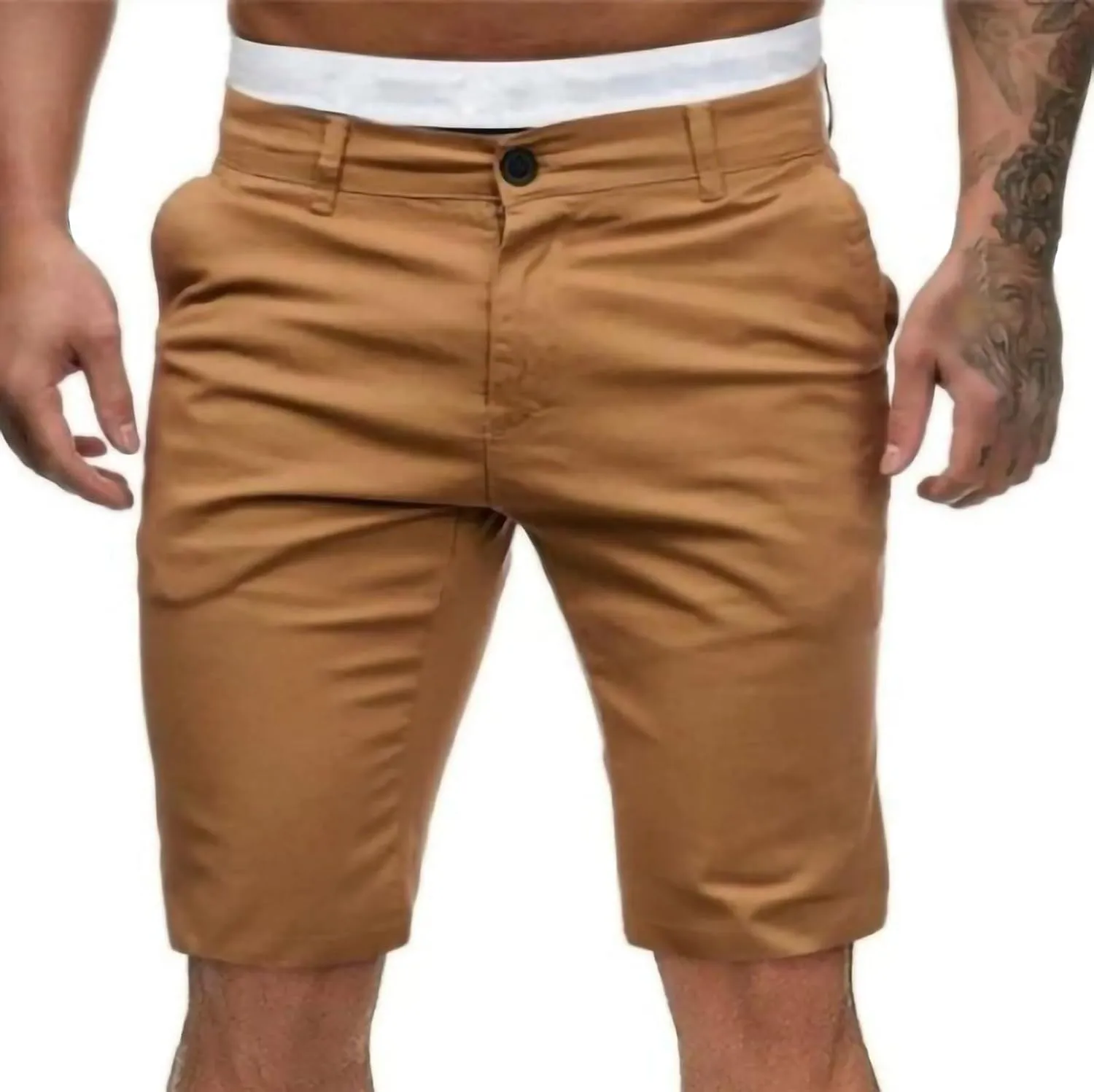 Mens Flat Front Golf Chino Shorts Comfort Slim Fit 10" Work Dress Shorts Summer Casual Beach Short Pants with Pockets