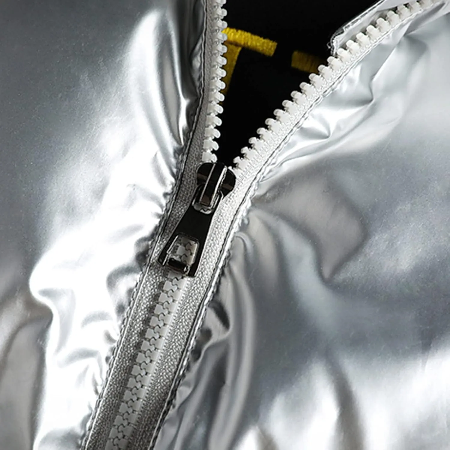 Men's Glossy Padded Winter Hood Coat Shiny Reflective Cotton Padded Hooded Trendy Plus Size Plus Size Hooded Coat
