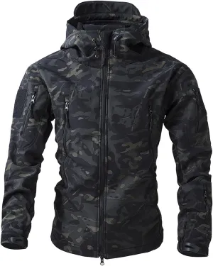 Men's Military Tactical Jackets Camouflage Softshell Fleece Fall Windbreaker Waterproof Outdoor Hooded Rain Coats