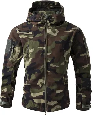 Men's Military Tactical Jackets Camouflage Softshell Fleece Fall Windbreaker Waterproof Outdoor Hooded Rain Coats