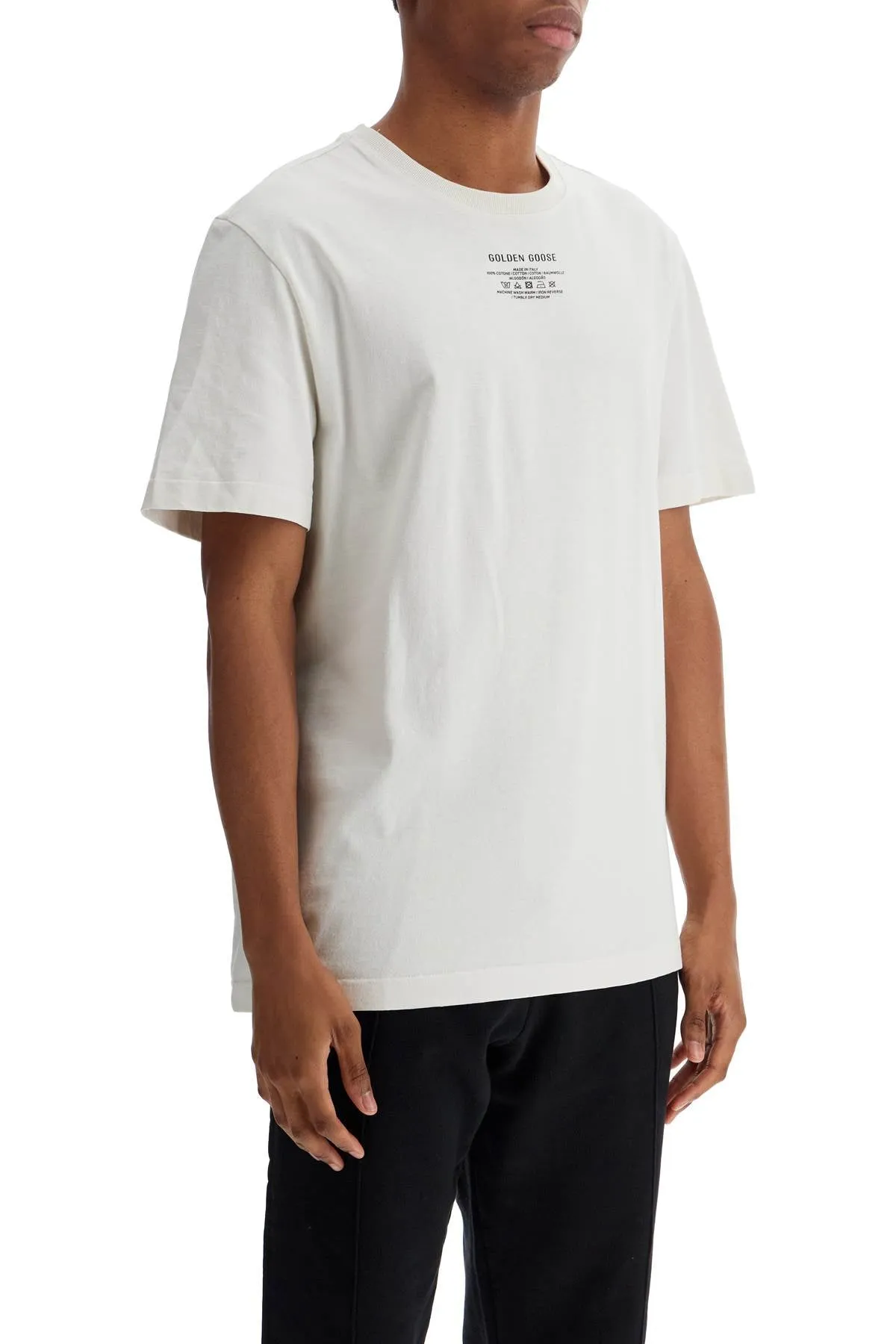 men's organic cotton white t-shirt with printed logo GMP01220 P001881 HERITAGE WHITE/BLACK