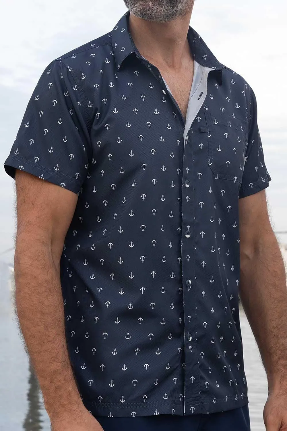 Men's Performance Short Sleeve Button Up Quick Dry Shirt 50  UPF Fishing Shirt