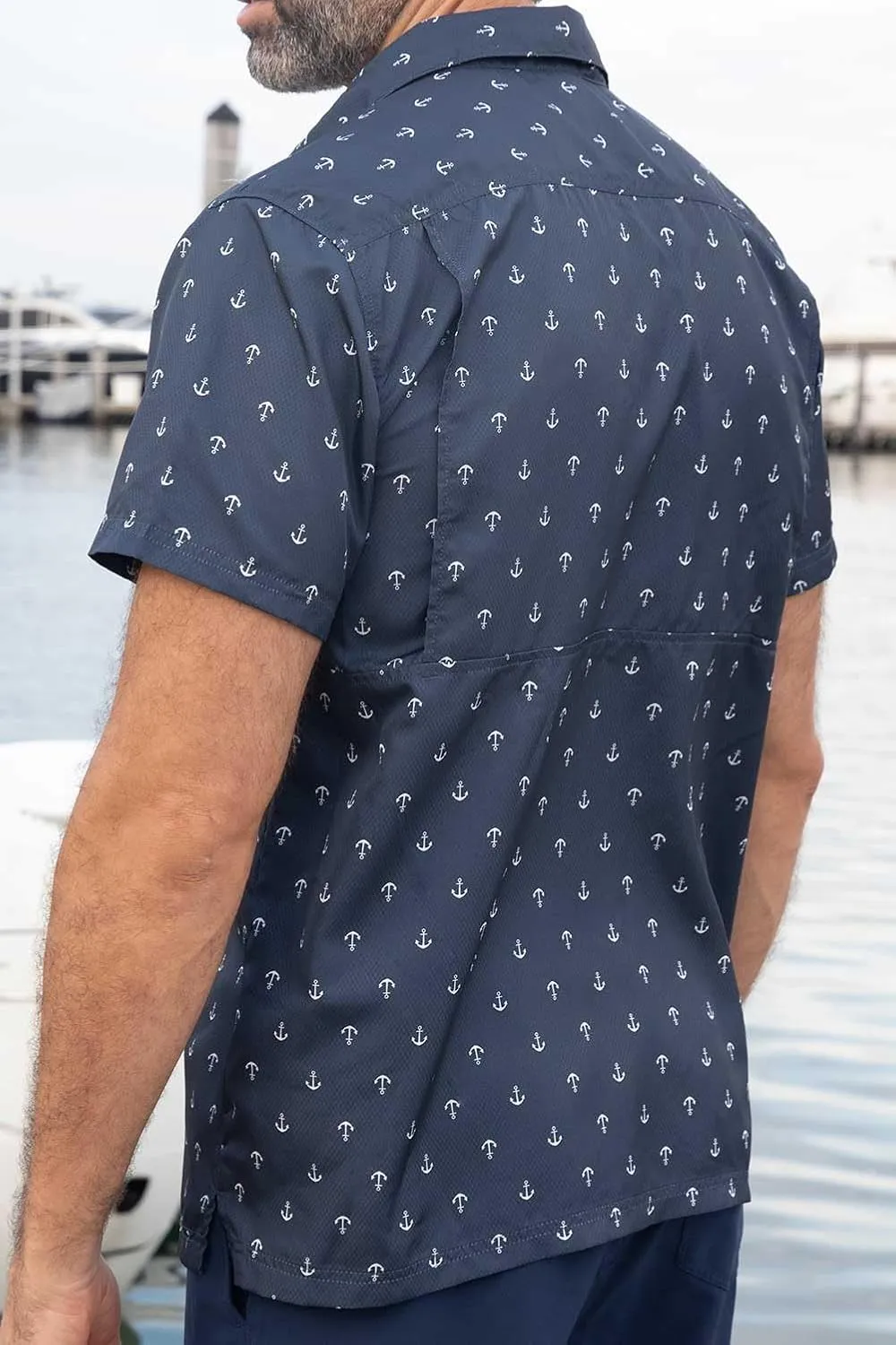 Men's Performance Short Sleeve Button Up Quick Dry Shirt 50  UPF Fishing Shirt