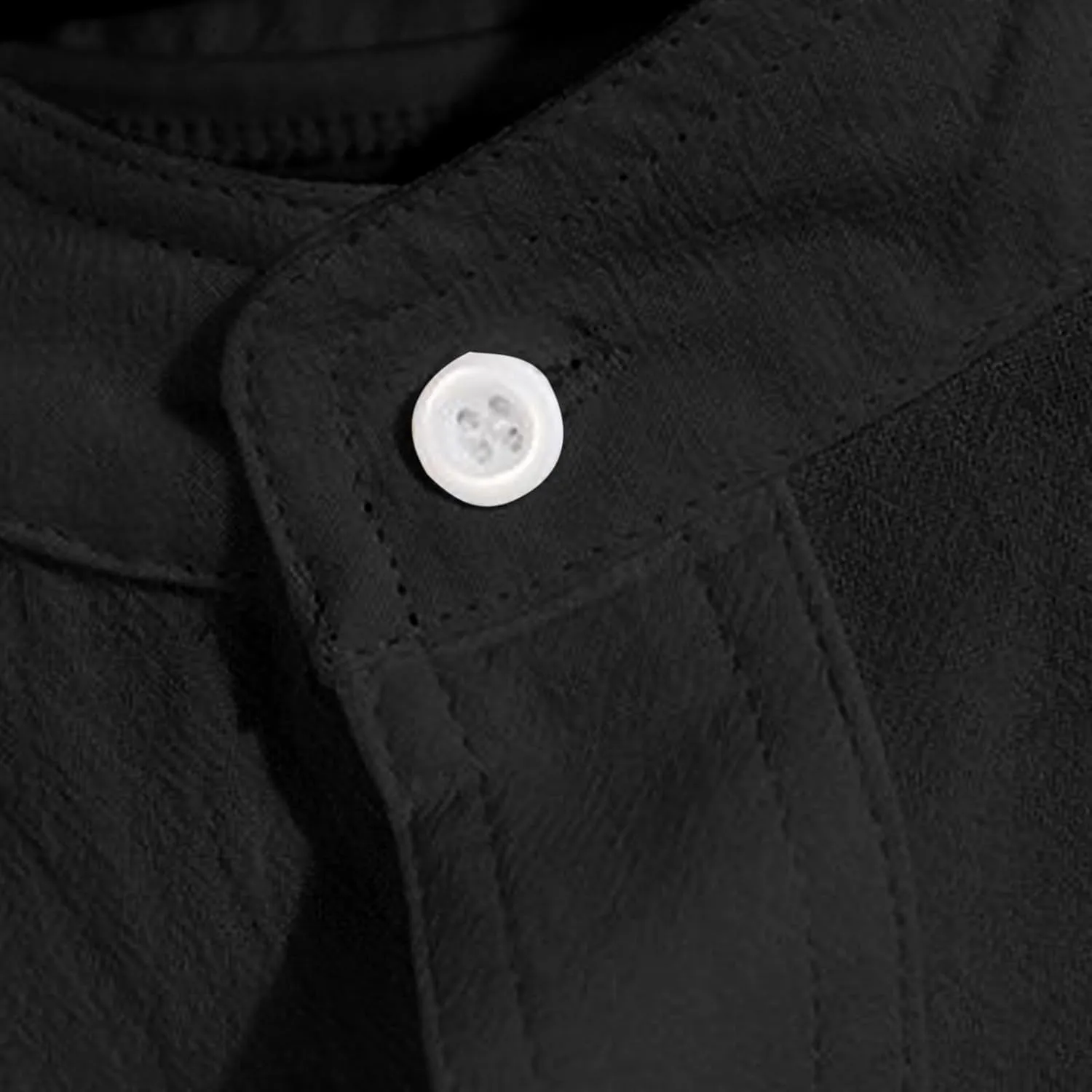 Mens Shirt Jacket Summer Cotton Linen Button Down Blouses Plain Tops Heavyweight Long Sleeve Shacket with Pockets