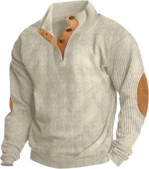 Mens Sweatshirt Winter Outdoor Casual Vintage Sweater Cotton Sweatshirts For Men Winter 1/4 Button Collar Pullover