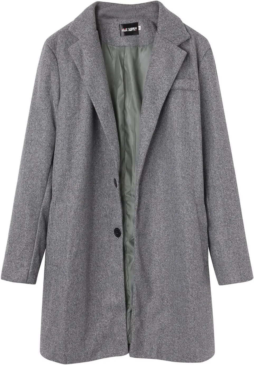 Men's Wool Blend Pea Coat Notched Collar Single Breasted Overcoat Warm Winter Mid-Length Thermal Business Peacoat