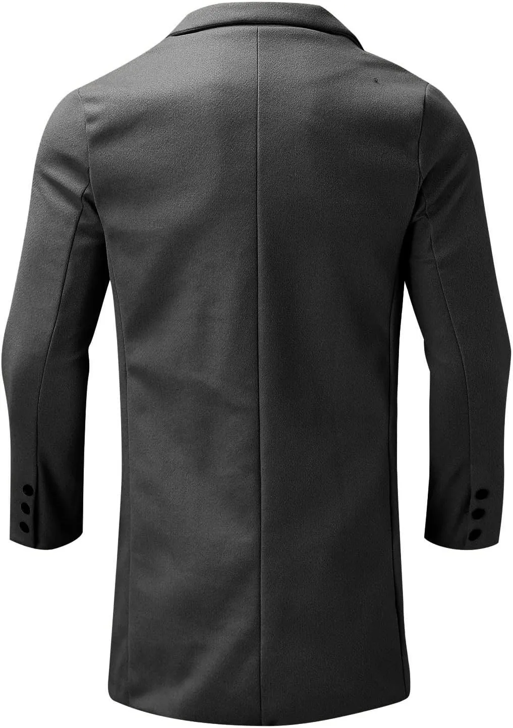 Men's Wool Blend Pea Coat Notched Collar Single Breasted Overcoat Warm Winter Mid-Length Thermal Business Peacoat