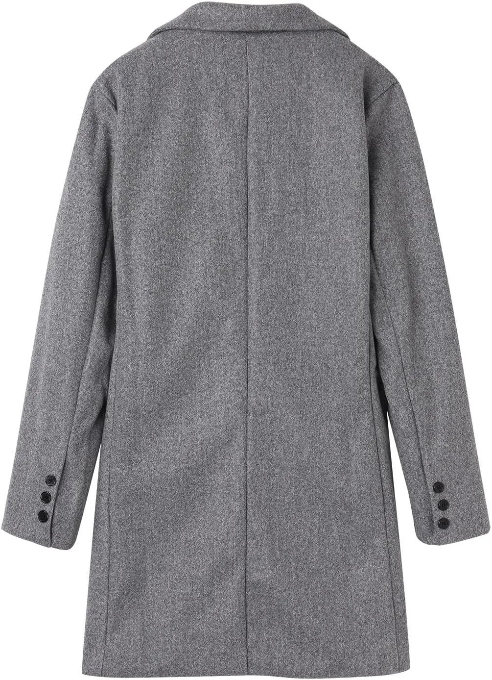 Men's Wool Blend Pea Coat Notched Collar Single Breasted Overcoat Warm Winter Mid-Length Thermal Business Peacoat
