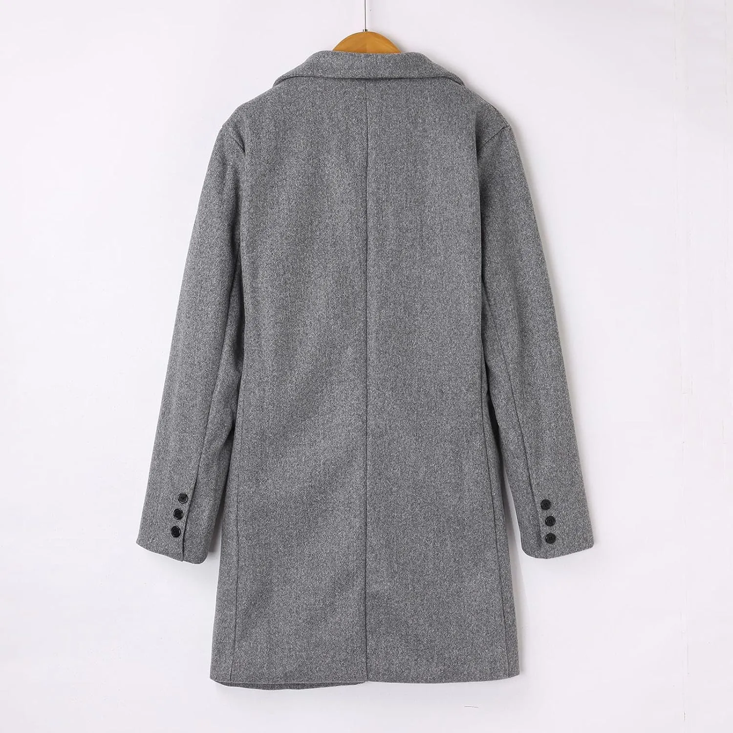 Men's Wool Blend Pea Coat Notched Collar Single Breasted Overcoat Warm Winter Mid-Length Thermal Business Peacoat
