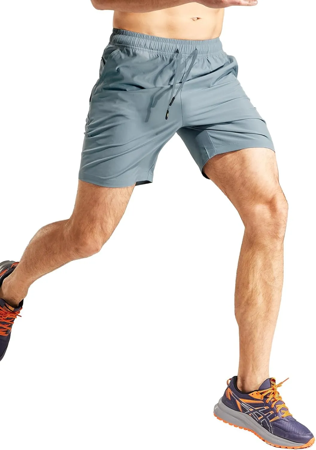 MIER Men's Workout Running Shorts 7 Inch Lightweight Athletic with Zipper Pockets No Liner Quick-Dry Gym Active Shorts