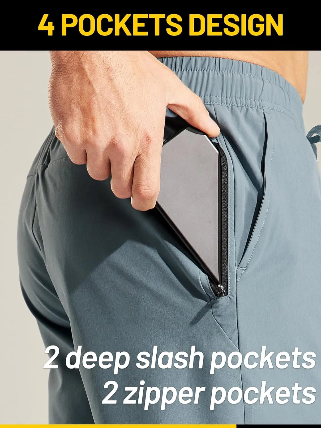 MIER Men's Workout Running Shorts 7 Inch Lightweight Athletic with Zipper Pockets No Liner Quick-Dry Gym Active Shorts