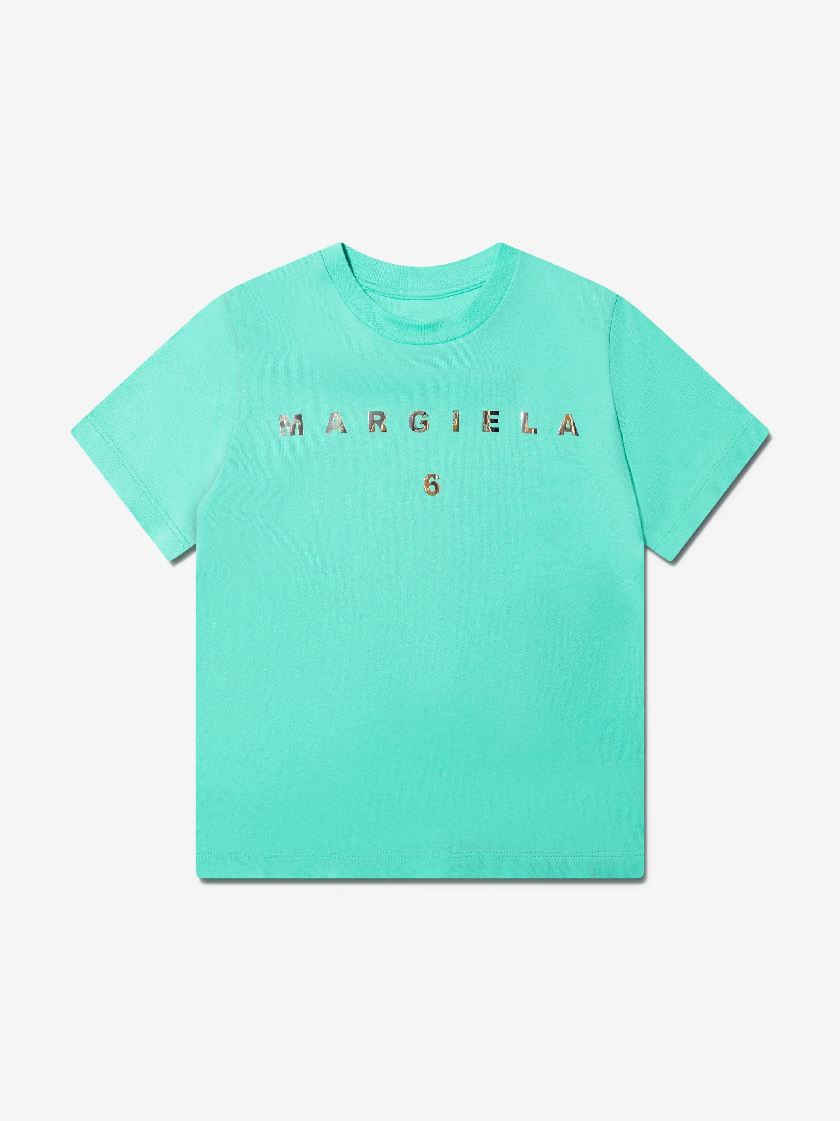 MM6 Maison Margiela Kids Logo T-Shirt In Aquamarine