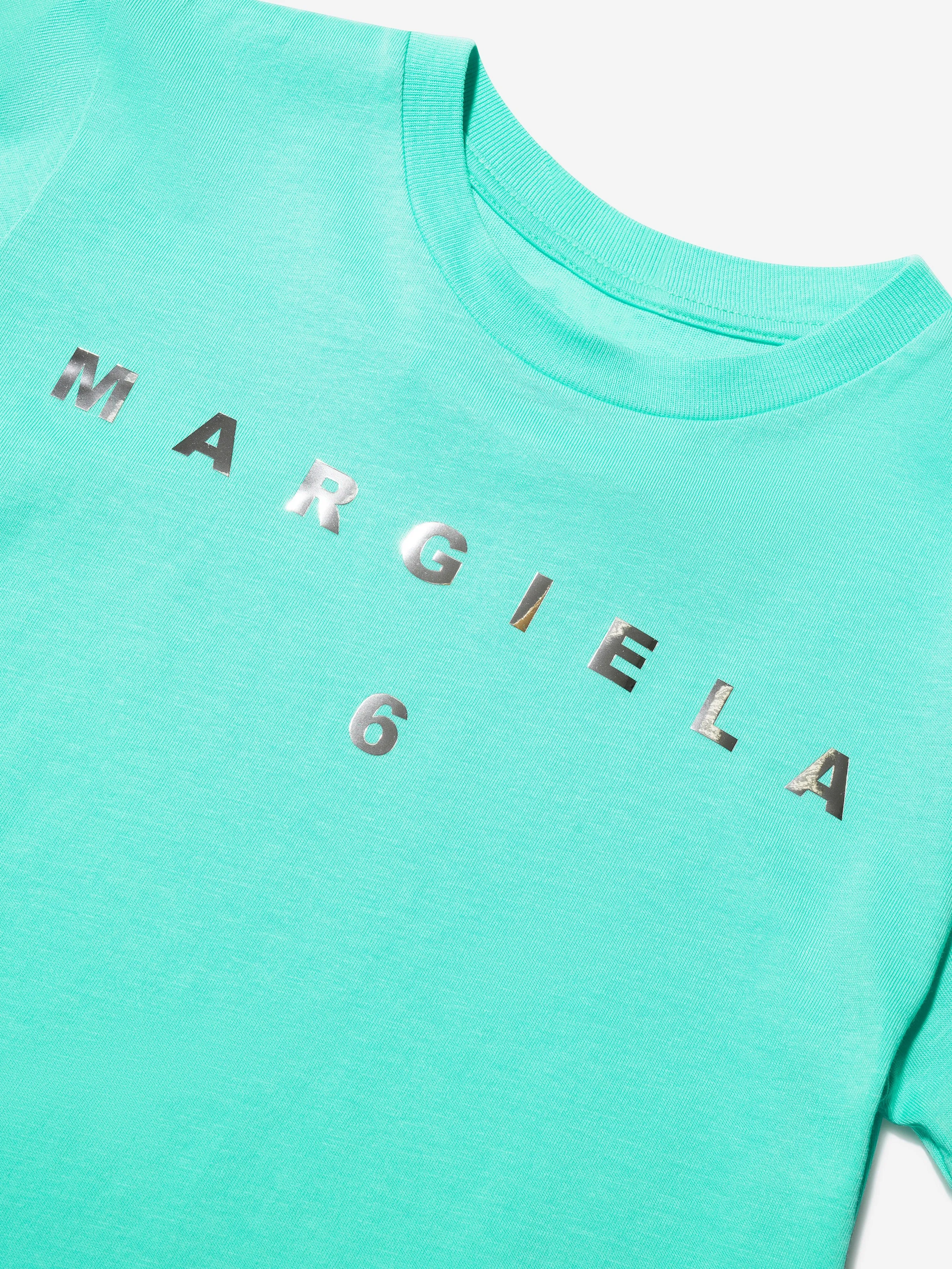 MM6 Maison Margiela Kids Logo T-Shirt In Aquamarine