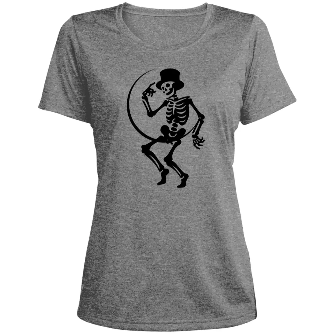 Moon and Skeleton -- CLOSEOUT -- Ladies' Heather Scoop Neck Performance Tee