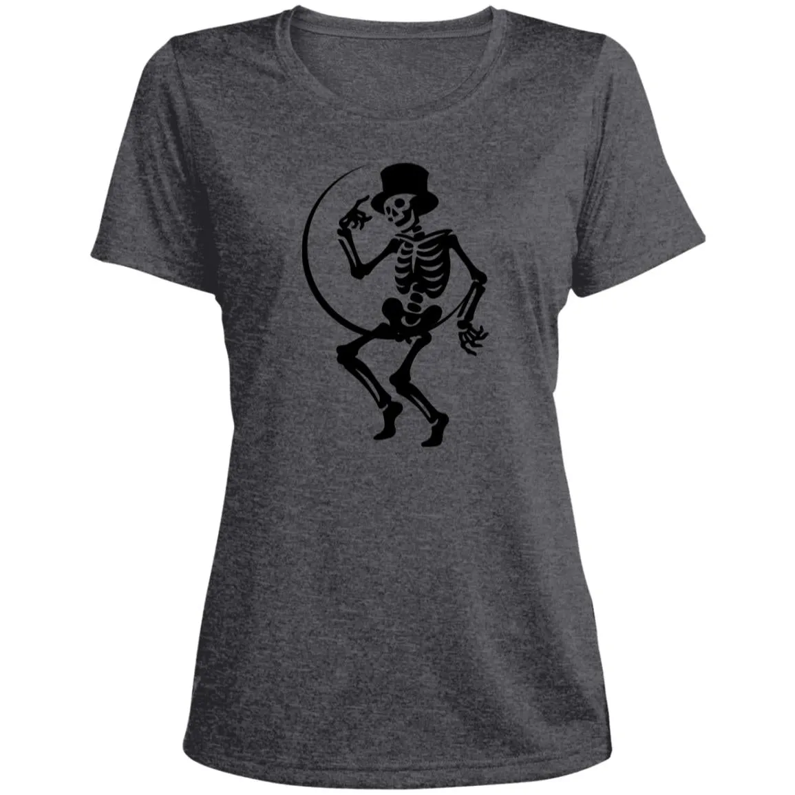 Moon and Skeleton -- CLOSEOUT -- Ladies' Heather Scoop Neck Performance Tee