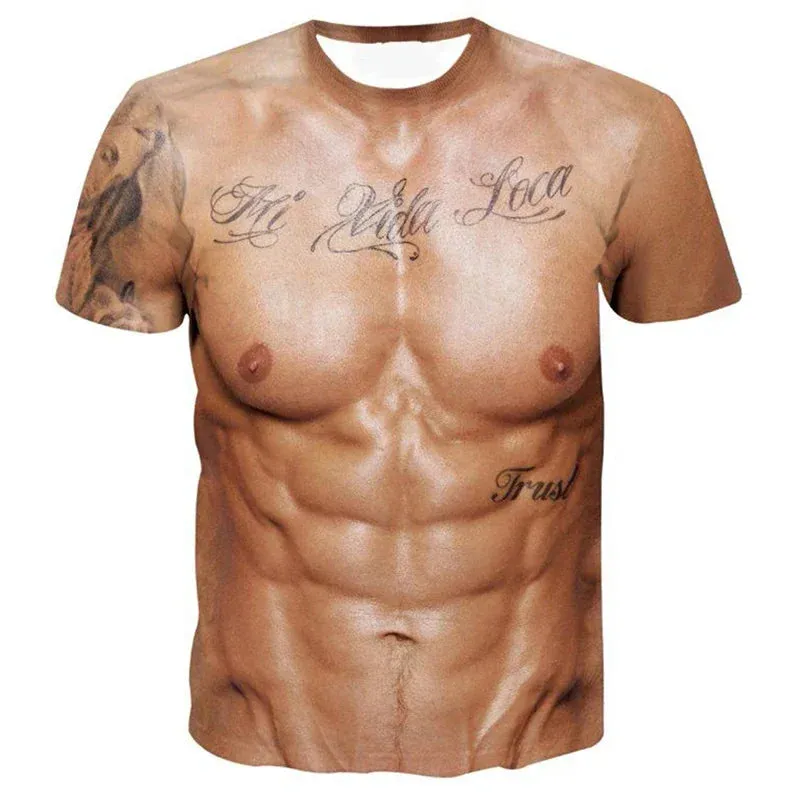 Muscle Simulation 3D Print T-Shirt | Summer Fashion Tee