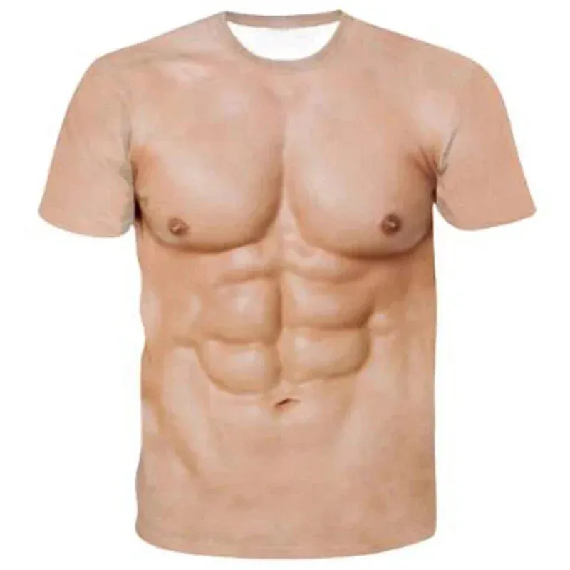 Muscle Simulation 3D Print T-Shirt | Summer Fashion Tee