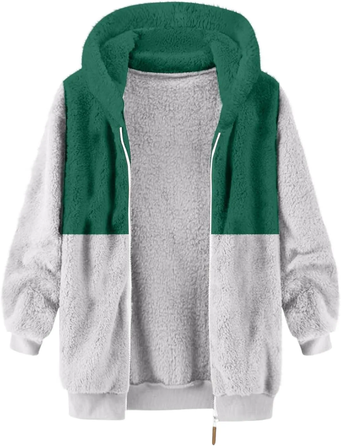Muscularfit Mens Fuzzy Sherpa Jacket Fleece Long Sleeve Full-Zip Hooded Shirt Casual Warm Winter Jacket Coats Outdoor Fashion