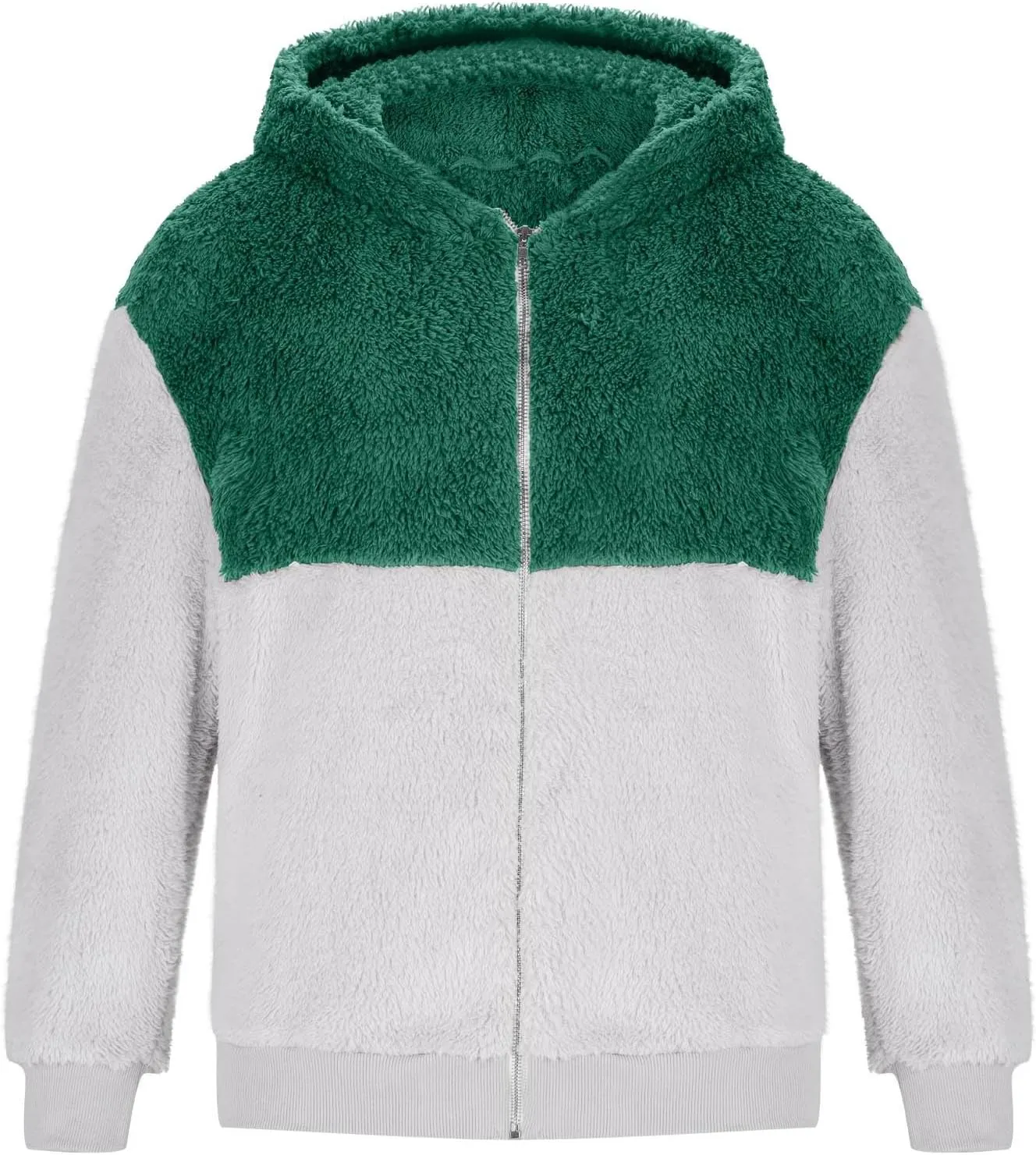 Muscularfit Mens Fuzzy Sherpa Jacket Fleece Long Sleeve Full-Zip Hooded Shirt Casual Warm Winter Jacket Coats Outdoor Fashion