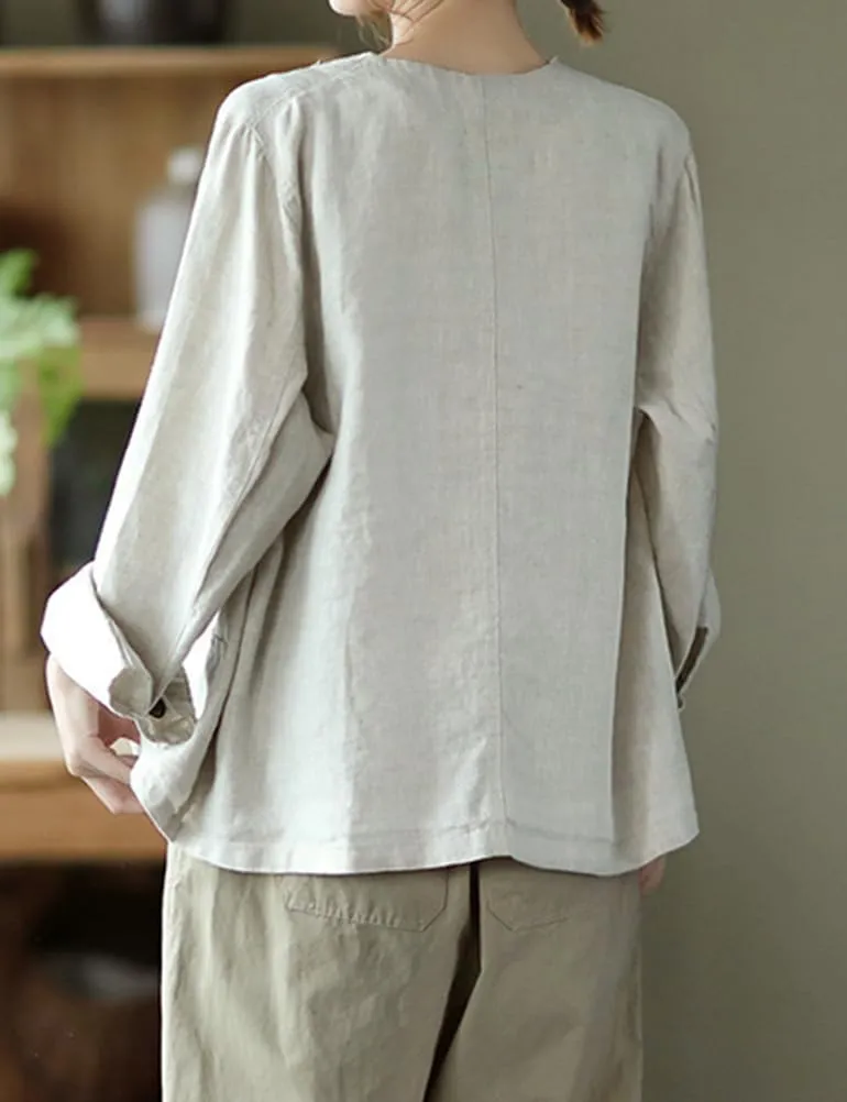 Mywinway Linen Blazer Women Summer Spring Cotton Lightweight Casual Jackets Button Down Oversized Blazer