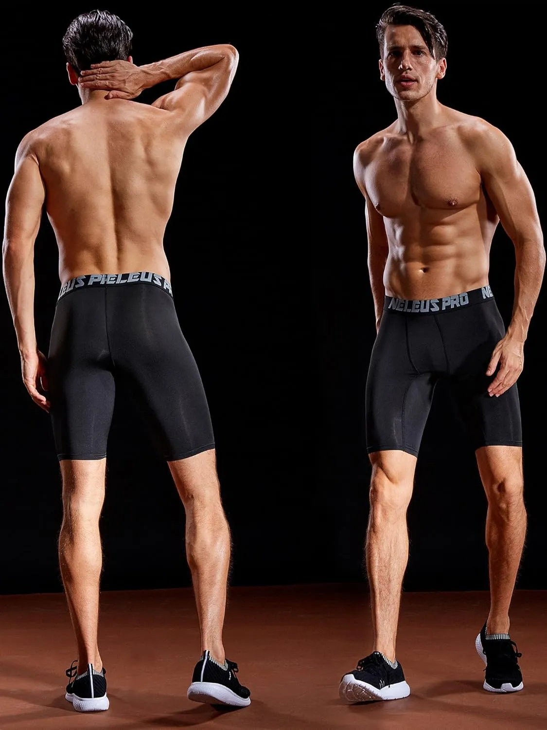 NELEUS Men's 3 Pack Performance Compression Shorts