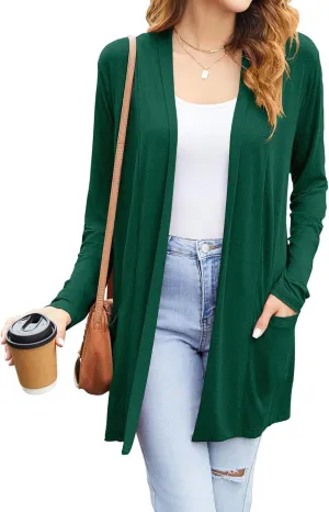 Newchoice Womens Casual Lightweight Cardigans with Pockets Loose Long Sleeve Open Front Cardigan