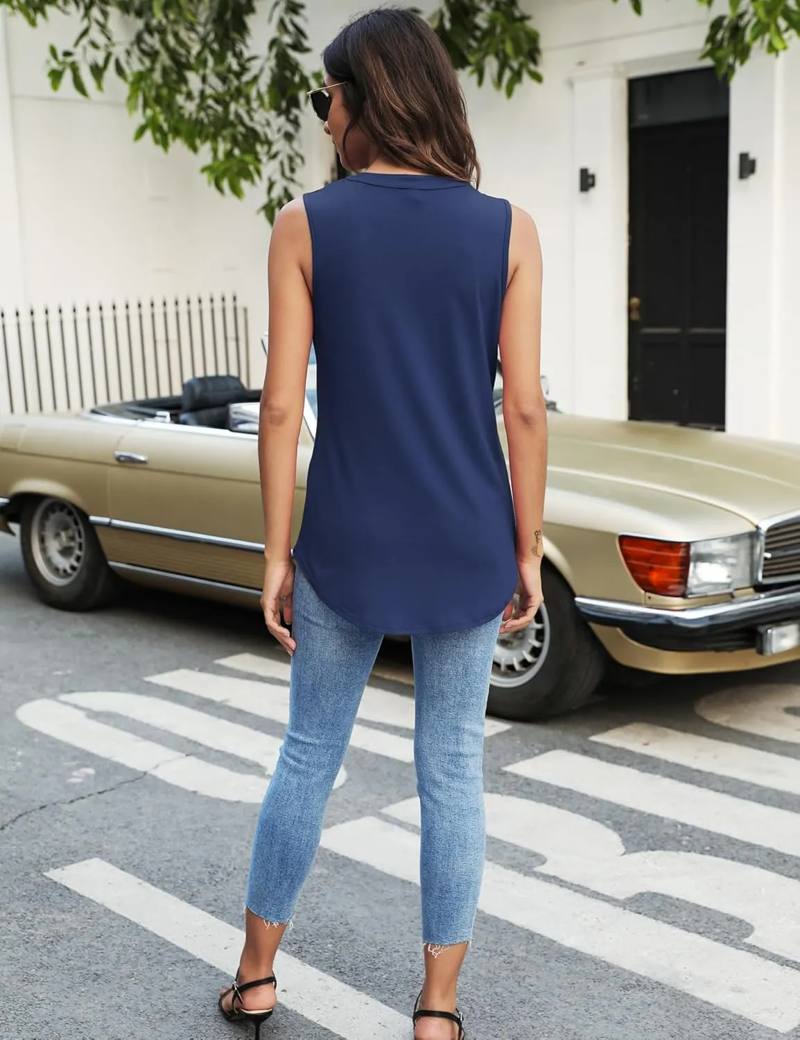 Newchoice Womens Tank Tops V Neck Sleeveless Summer Shirts Loose Dressy Casual Blouses (S-3XL)