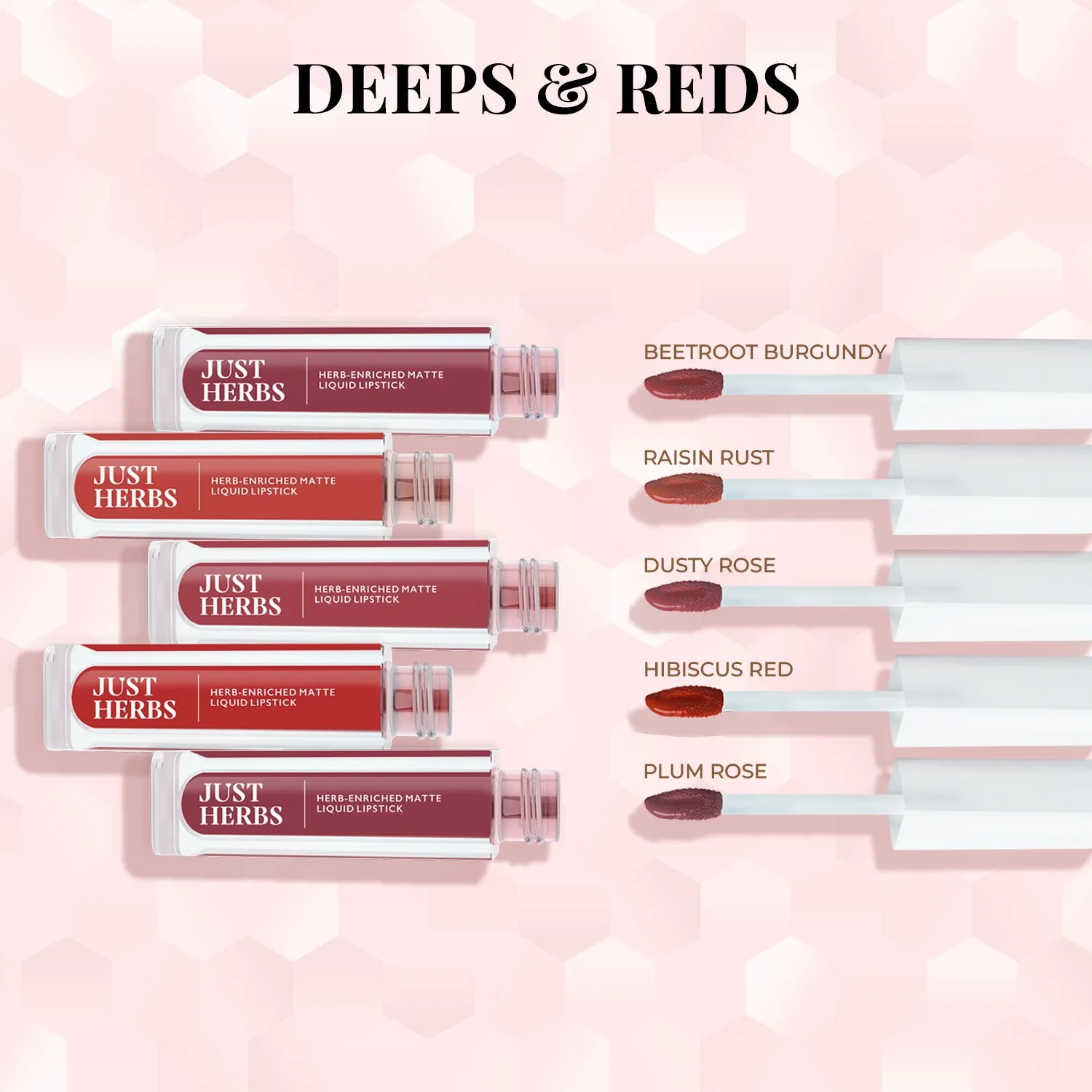 Nudes And Browns: Full-Size Herb Enriched Matte Liquid Lipstick Kit - Set of 5