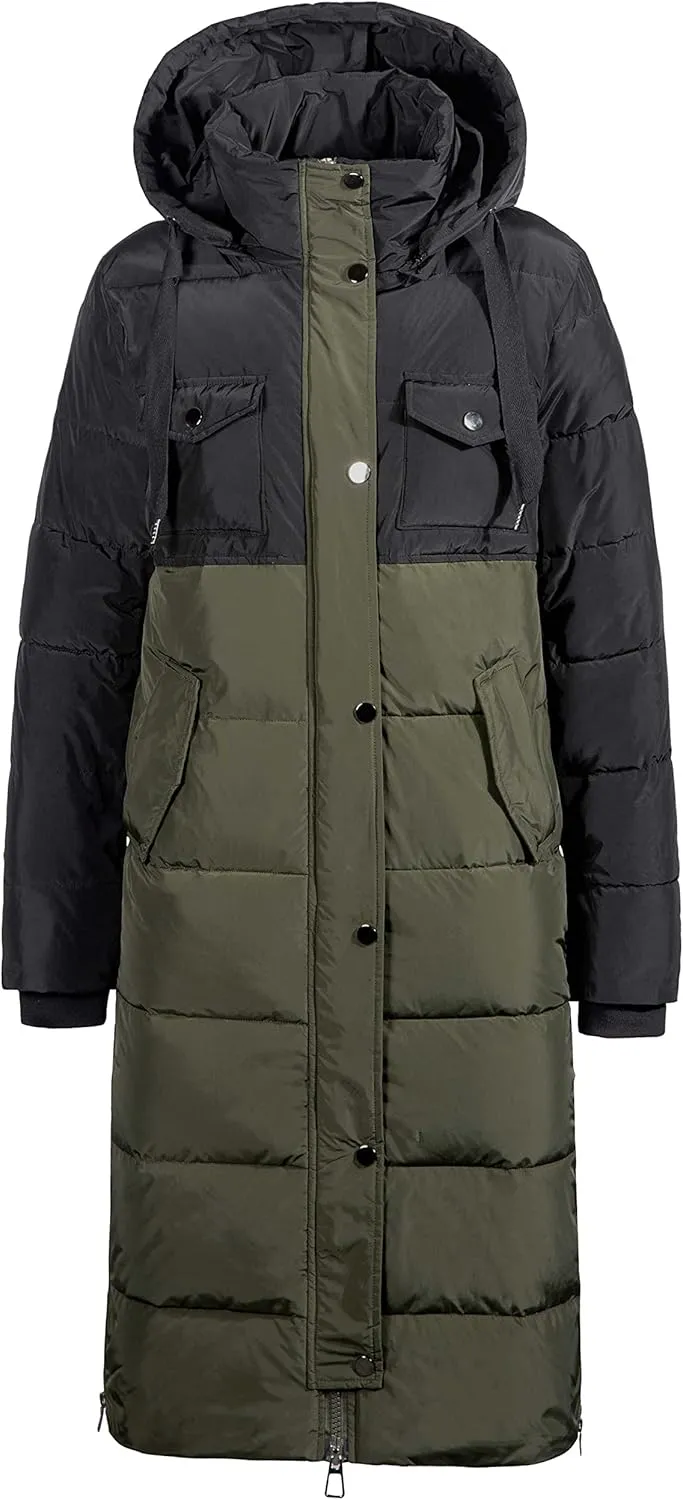 NUTEXROL Women's Winter Long Down Parka Jackets Warm Thickened Hooded Maxi Quilted Puffer Coat