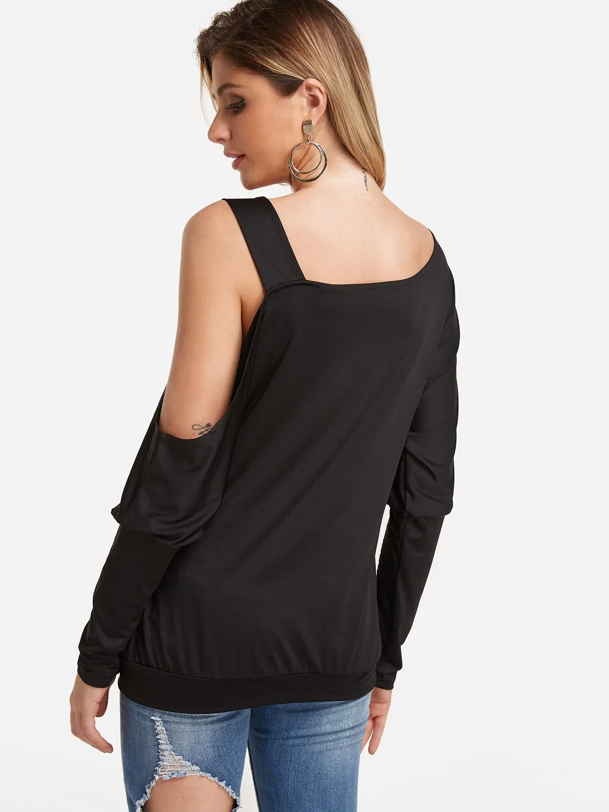 OEM ODM Long Sleeve Round Neck Black T-Shirt