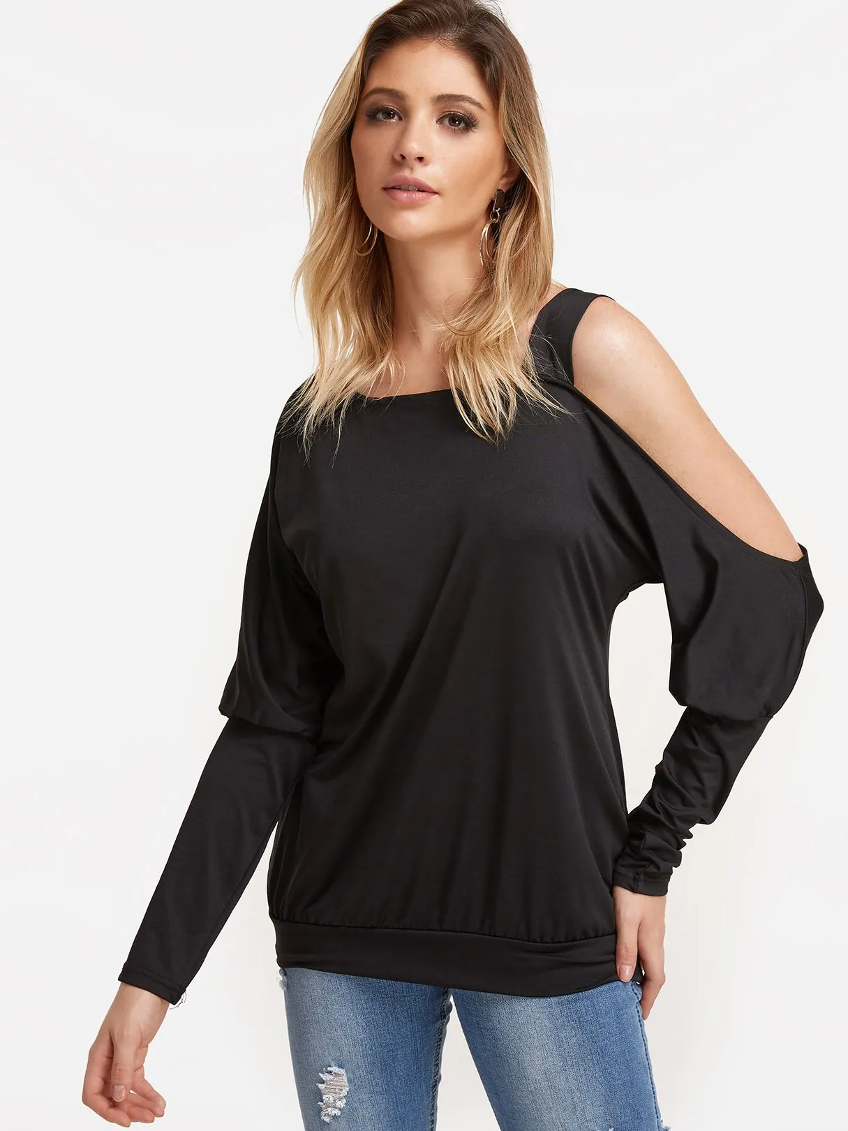 OEM ODM Long Sleeve Round Neck Black T-Shirt