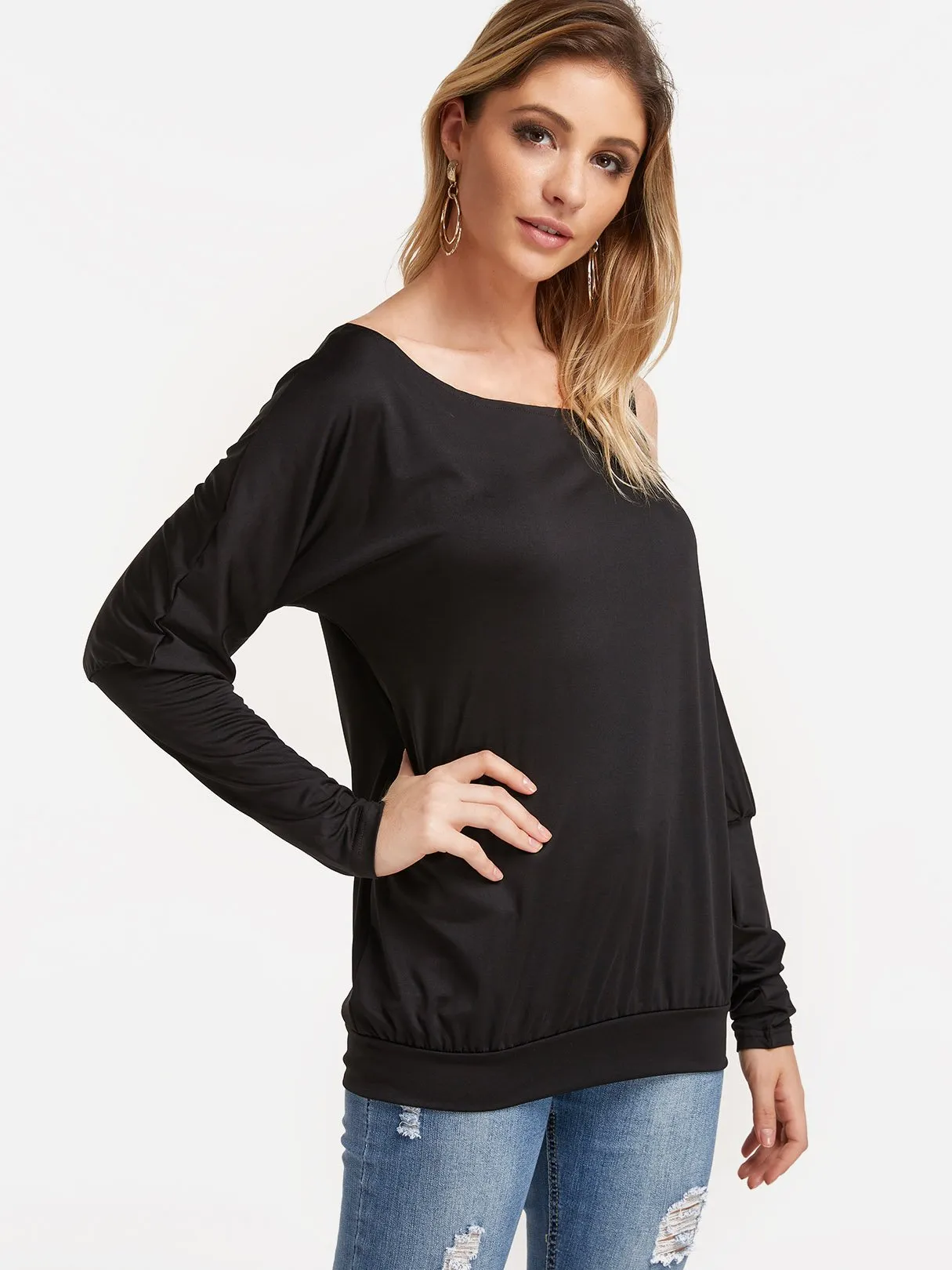 OEM ODM Long Sleeve Round Neck Black T-Shirt