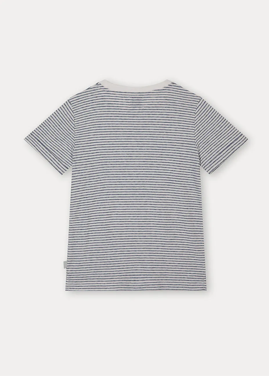 Off White Stripes Linen Cotton T-Shirt
