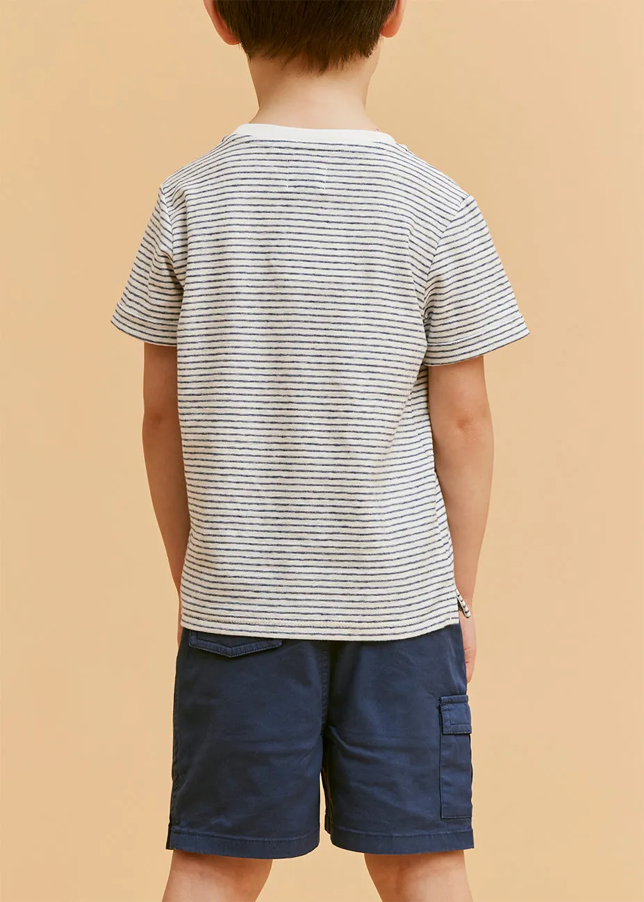 Off White Stripes Linen Cotton T-Shirt