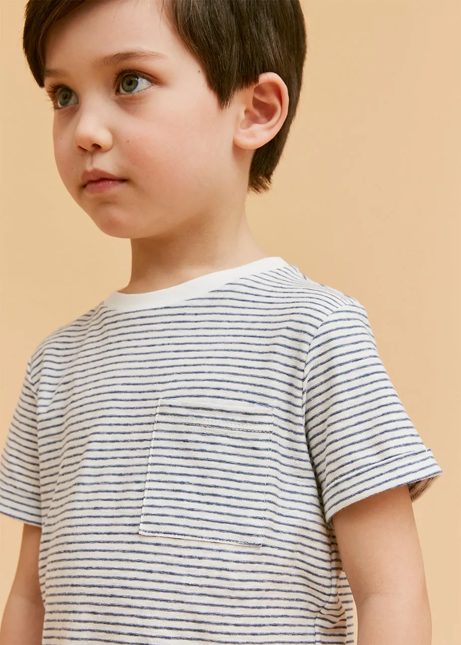 Off White Stripes Linen Cotton T-Shirt
