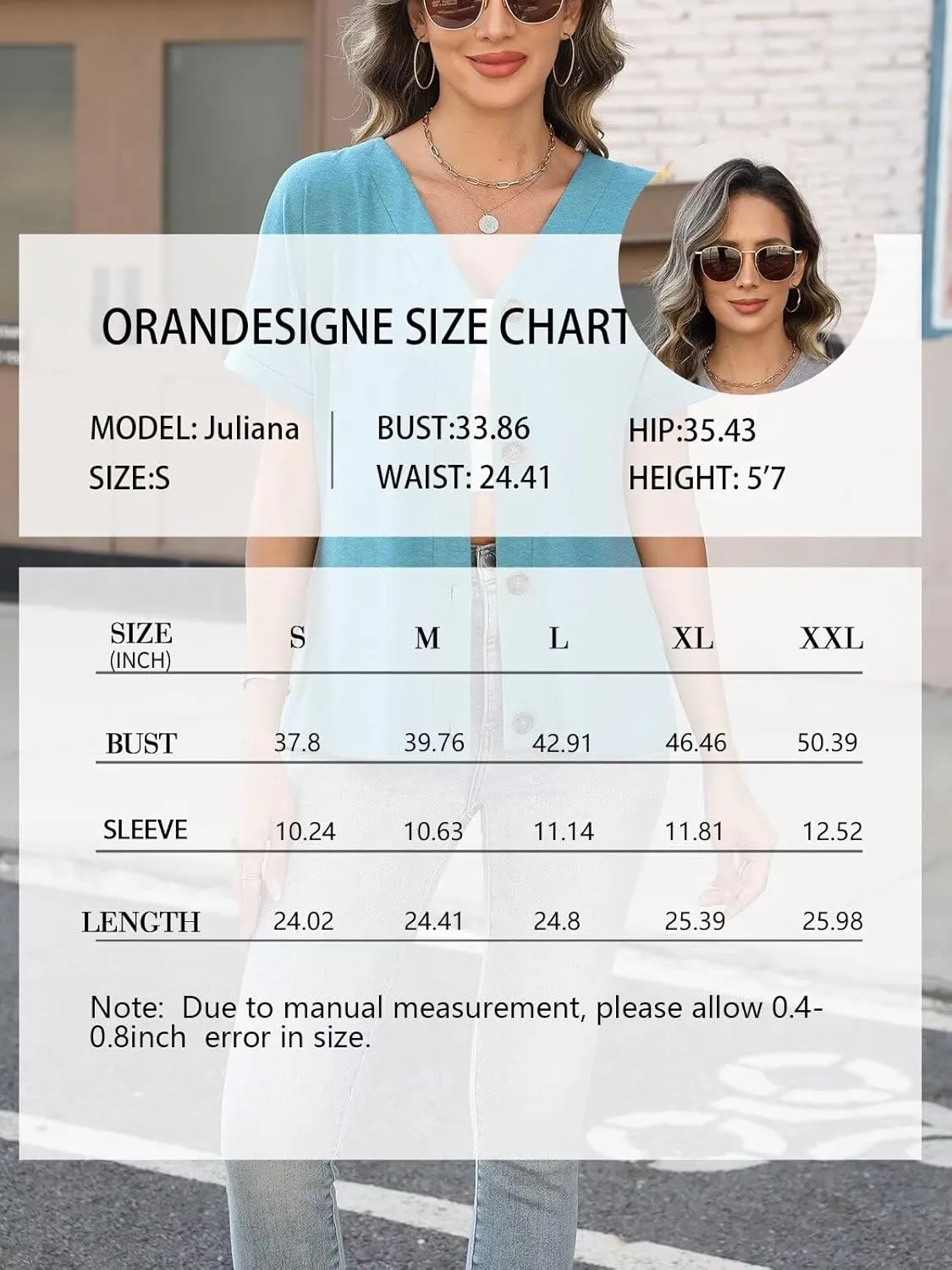 ORANDESIGNE Women's Short Sleeve V Neck Tops Casual Button Down Summer T Shirts Basic Ladies Tees