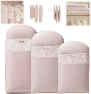 Otherwise Garment Bag, 2025 Space Saving Hanging Garment Bag with Self Compression Zipper, for Winter Coat, Seasonal Clothes(3 Size) (Pink)