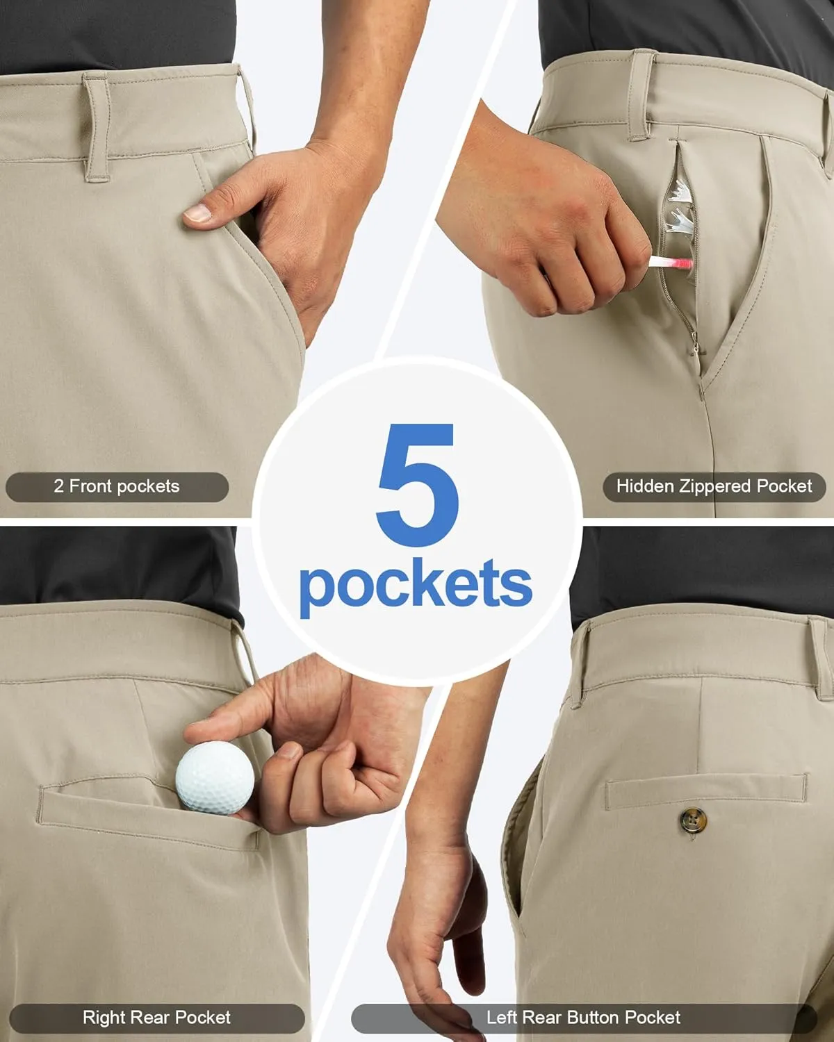 Outdoor Ventures Men's Golf Shorts 11" Inseam Classic-Fit Flat Front Stretch Casual Shorts with Pockets Summer Hiking Travel