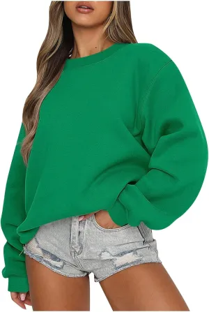 Oversized Crewneck Sweatshirts Women Long Sleeve Fleece Pullover Tops Fall Y2k Sweater Cute Hoodies for Teen Girls