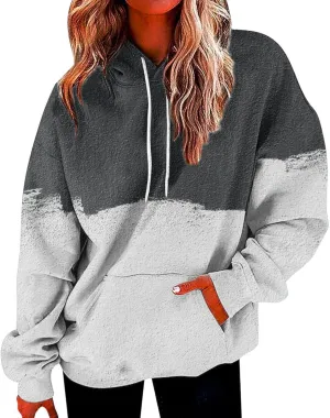 Oversized Hoodies for Women Drawstring Plus Size Graphic Hoodie Loose Fit Drop Shoulder Hooded Sweatshirts w/Pockets