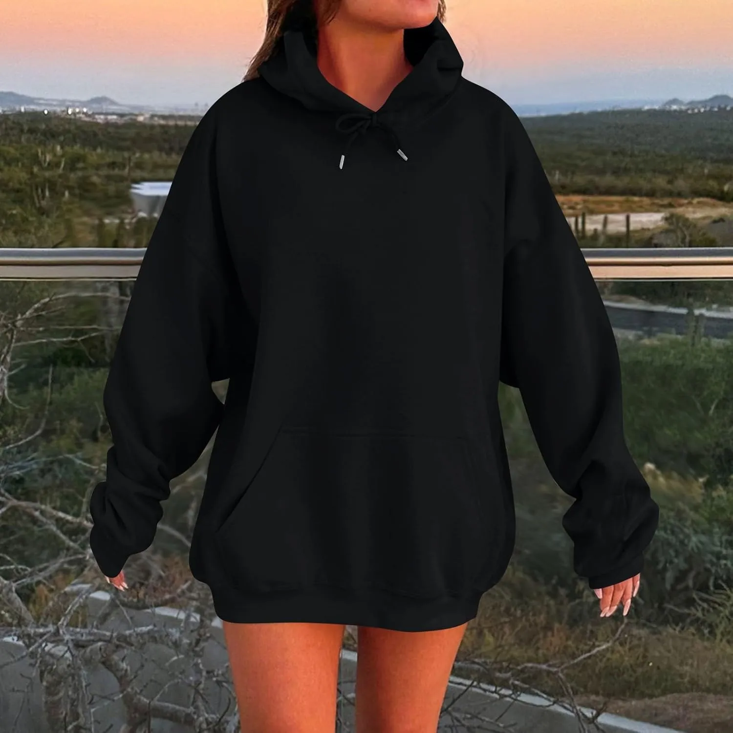 Oversized Hoodies For Women Plus Size Long Sleeve Drawstring Pullover Sweatshirt Trendy Winter Clothes With Pockets