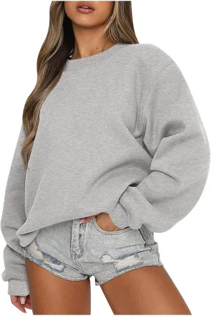 Oversized Sweatshirt for Women Crewneck Cute Sweatshirts Loose Fit Fall Hoodies Drop Shoulder Fleece Pullover