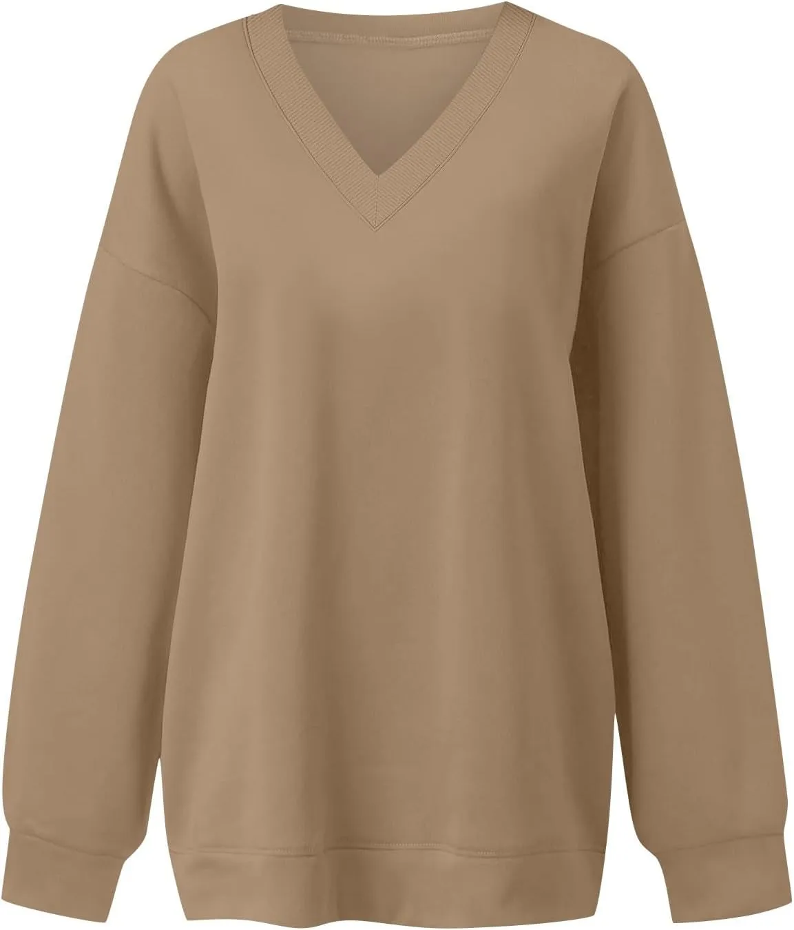Oversized Sweatshirt For Women Plus Size V Neck Long Sleeve Drop Shoulder Pullover Hoodies Trendy Winter Clothes