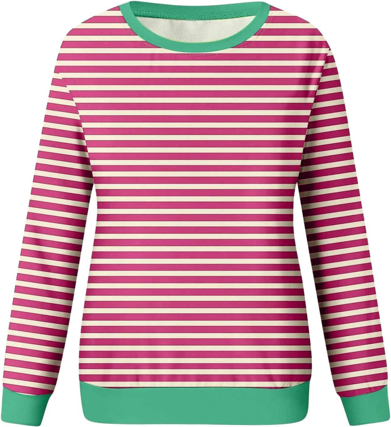 Oversized Sweatshirts for Women Loose Fit Long Sleeve Pullover Tops Striped No Hood Crewneck Casual Comfy Blouses