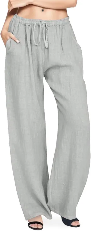 Pants For 2024 Fashion Trendy Women High Waisted Cotton Linen Summer Trouser Elastic Waist Boho Lounge Sweatpants