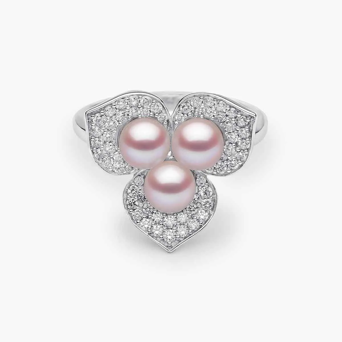 Petal 18K Gold Pearl and Diamond Blossom Ring