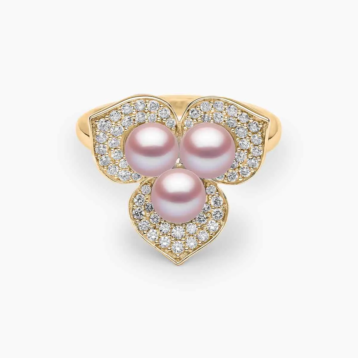 Petal 18K Gold Pearl and Diamond Blossom Ring