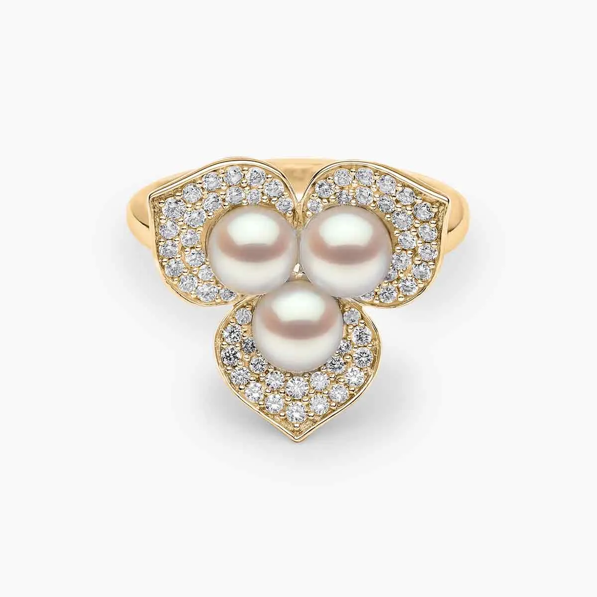 Petal 18K Gold Pearl and Diamond Blossom Ring