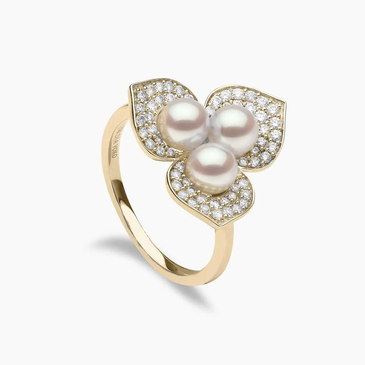 Petal 18K Gold Pearl and Diamond Blossom Ring
